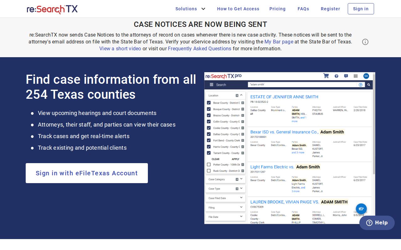 Sterling County court docket search through re SearchTX