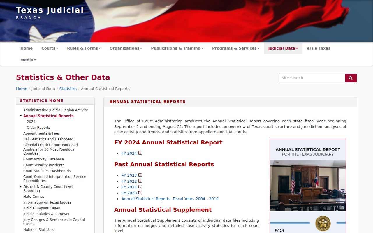 Sterling County court docket statistics from OCA reports