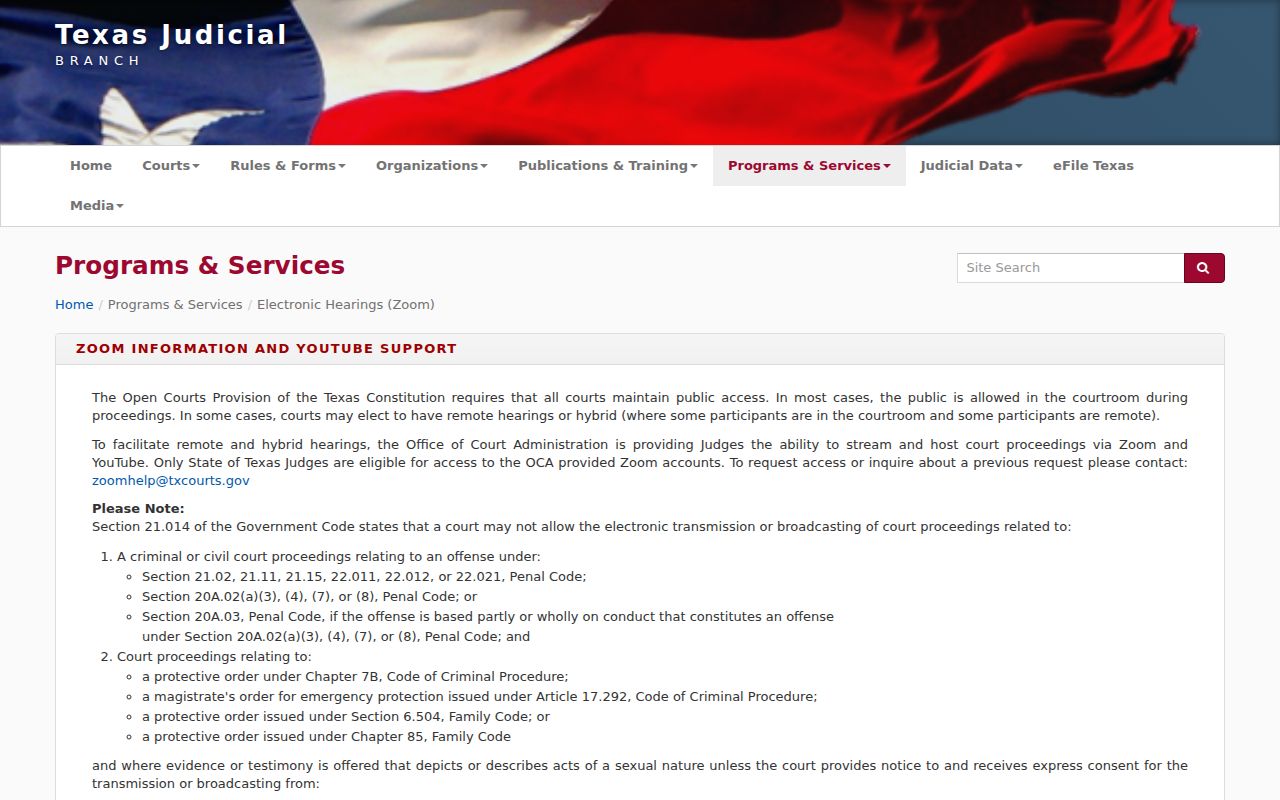 Sterling County court schedule and remote hearing guidance