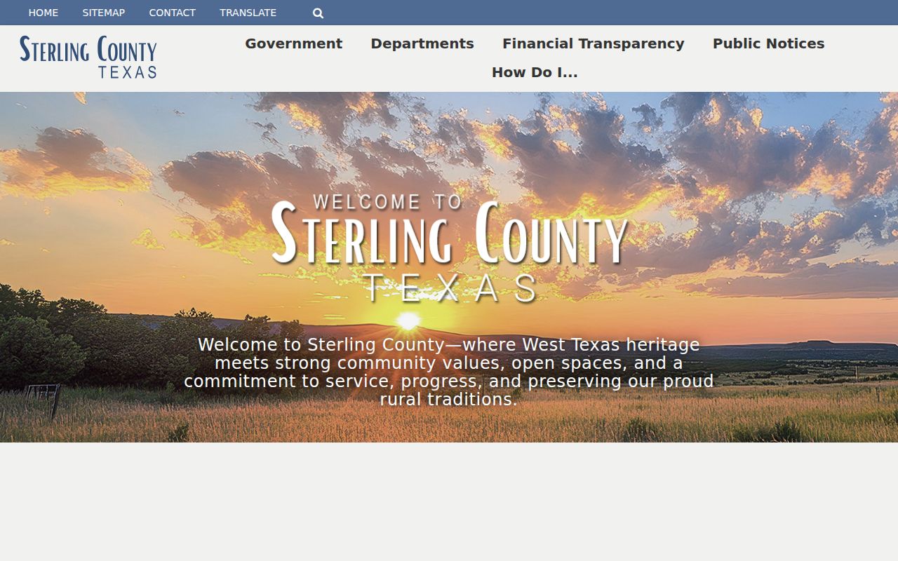 Sterling County court docket access on the county homepage
